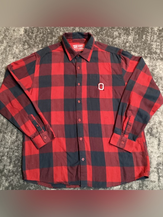 Ohio State Authentic Apparel Other - Ohio State Buckeyes Men’s Flannel Shirt Buffalo Check Plaid Red Gray LS Large